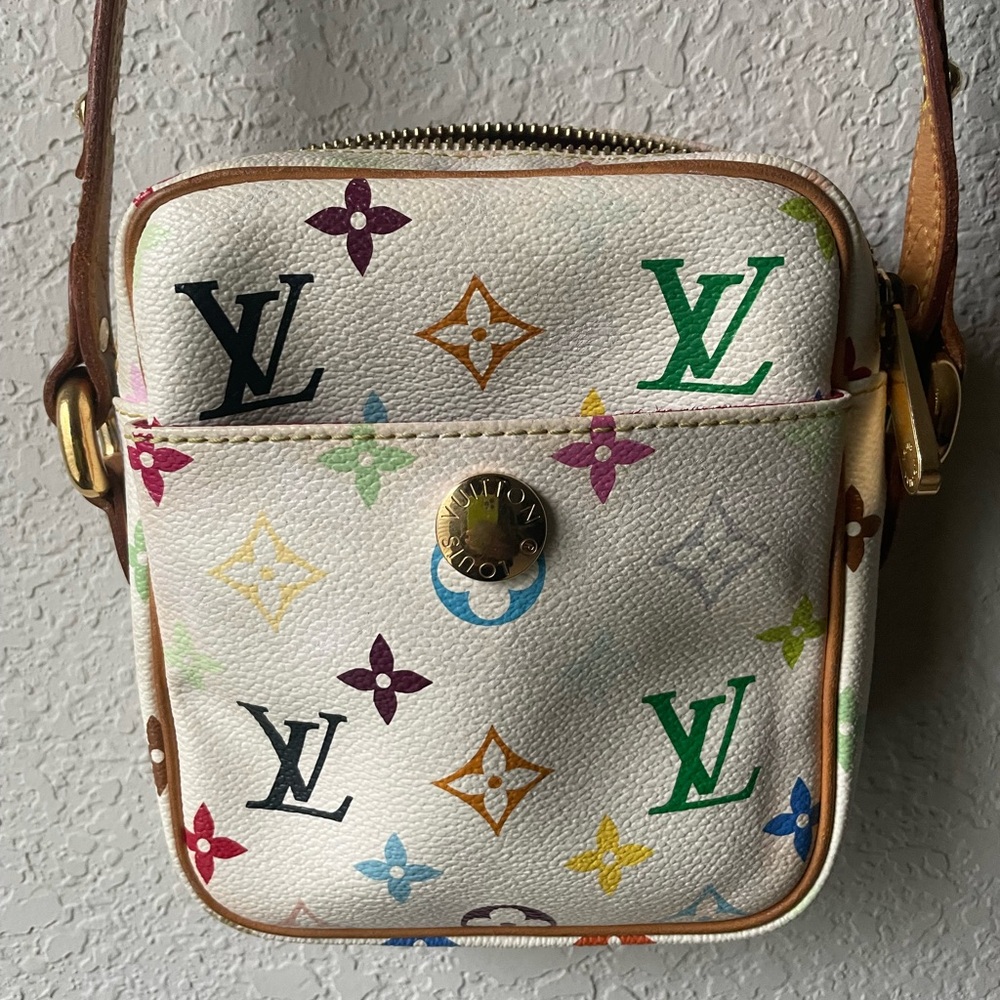 LOUIS VUITTON Monogram Multicolor Rift  Shoulder Bag White murakami
